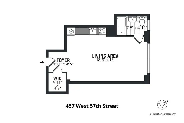 $3,050 | 457 West 57th Street, Unit 912 | Hell's Kitchen