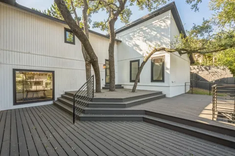 a view of outdoor space deck and kitchen