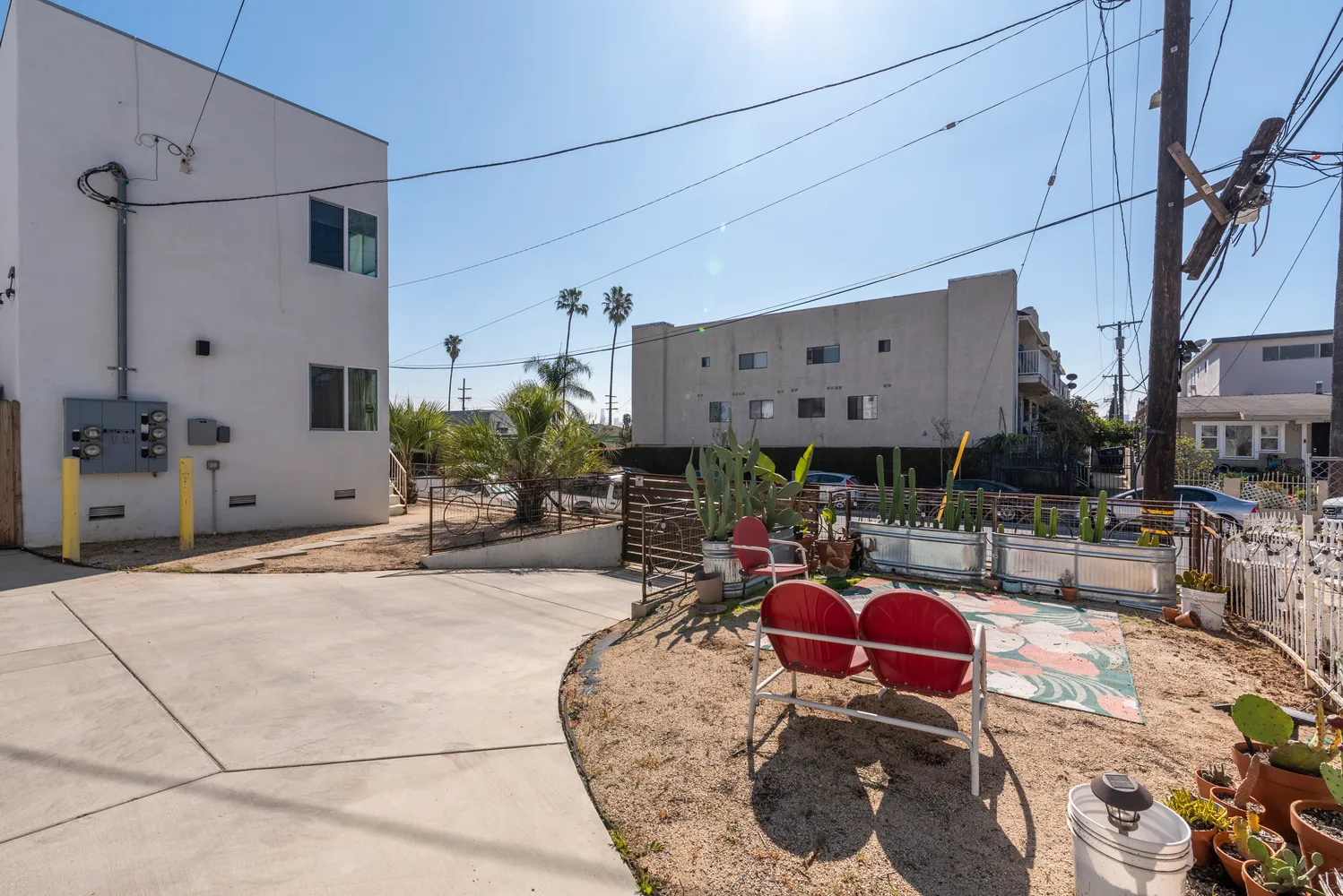 a view of a backyard of a house