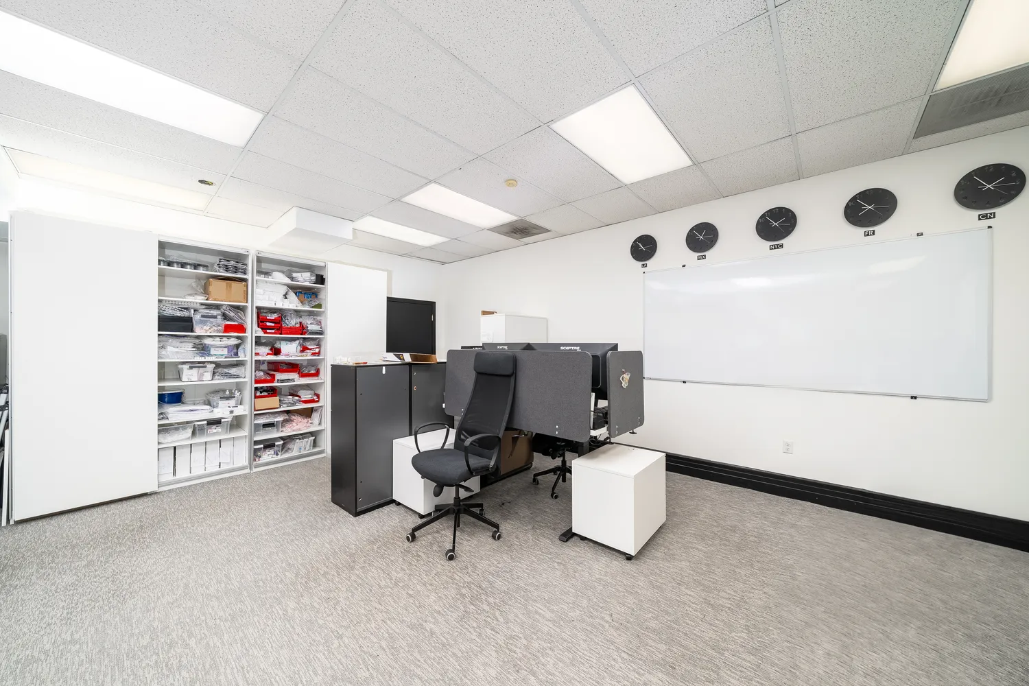 a view of workspace with cabinet