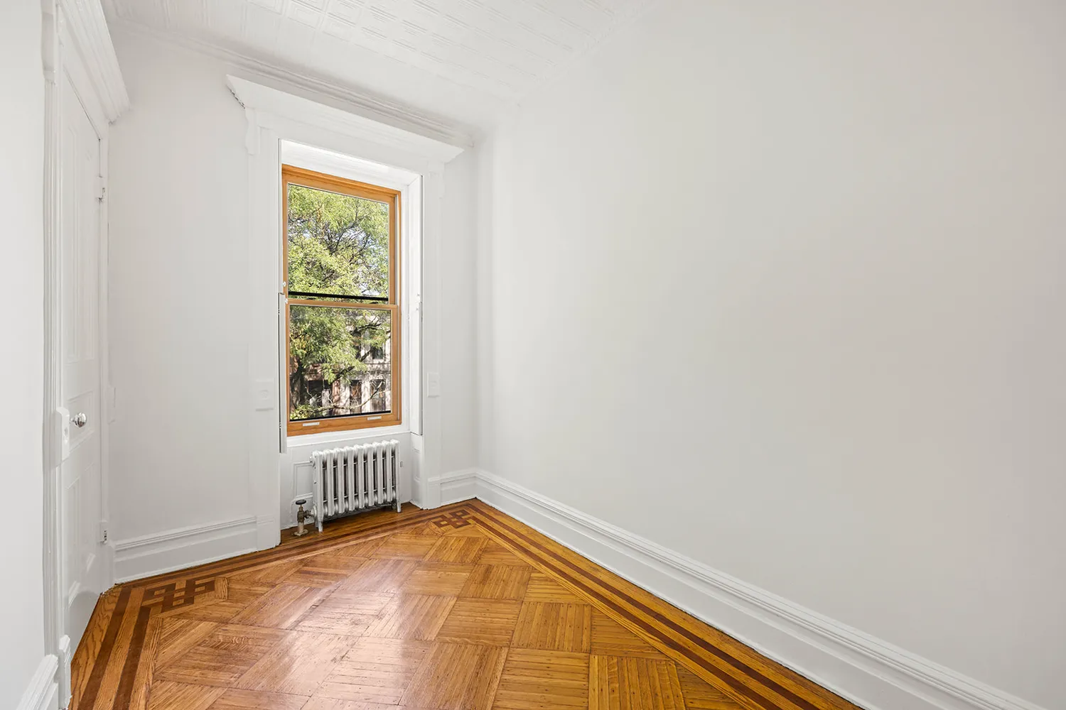 a view of a room with a window