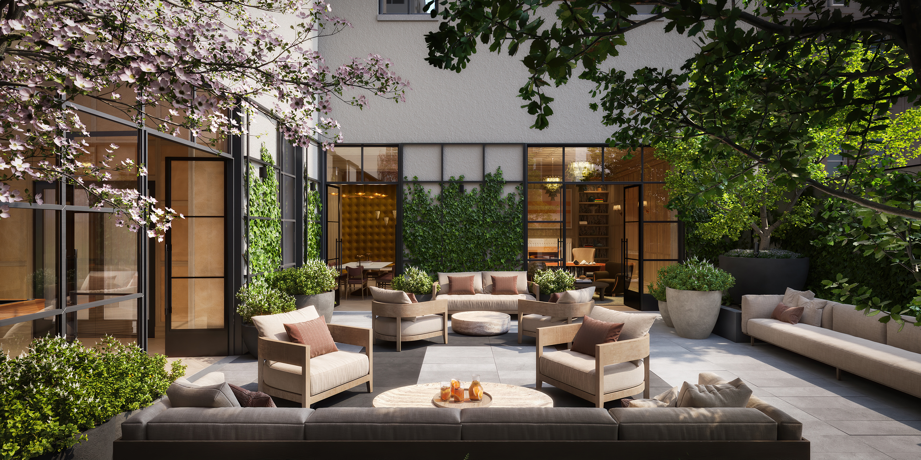 200 East 75th Street, Unit 4A Manhattan, NY 10021 - Photo 9 of 24 a outdoor living space with patio furniture and garden view