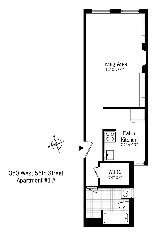 $3,200 | 350 West 56th Street, Unit 1A | Hell's Kitchen