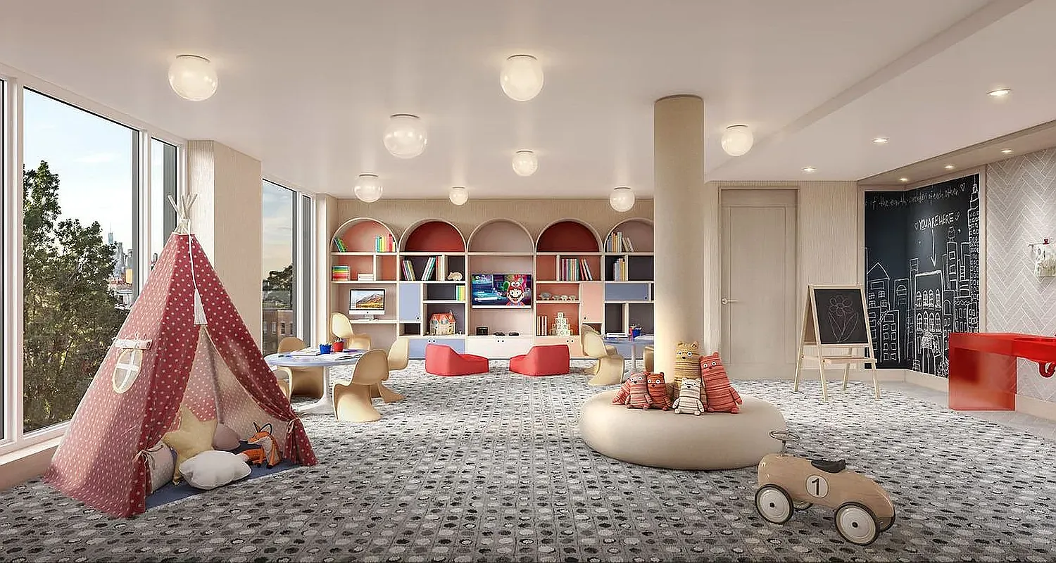 181 18th Street, Unit 204 Brooklyn, NY 11215 - Photo 11 of 15 a room with lots of white furniture and a wooden floor