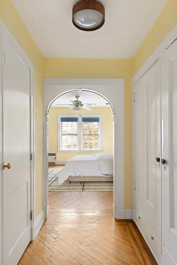 a view of livingroom with wooden floor