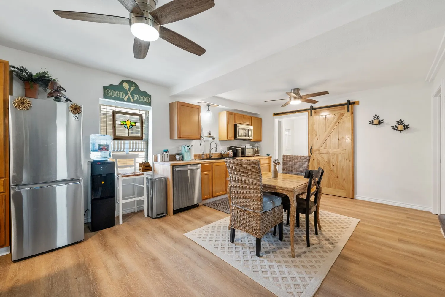 a living room with furniture