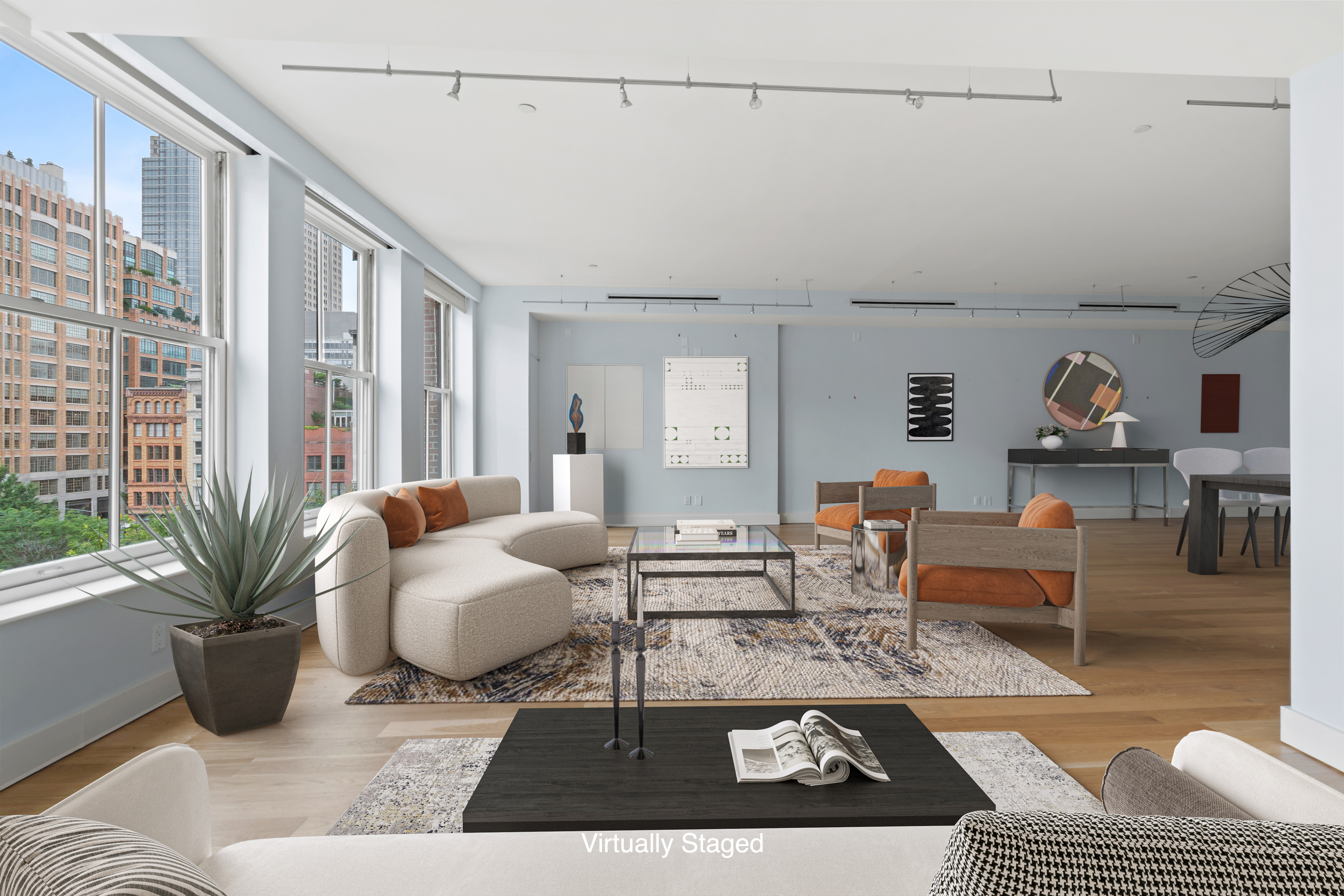 32 Laight Street, Unit 5 Manhattan, NY 10013 - Photo 5 of 31 a living room with furniture or couch and a potted plant