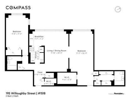 $1,125,000 | 195 Willoughby Avenue, Unit 1517/1518 | Clinton Hill