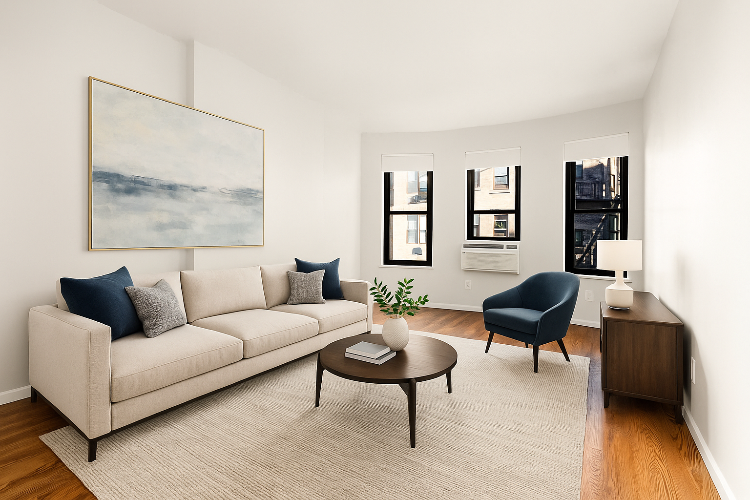 160 East 91st Street, Unit 7N Manhattan, NY 10128 - Photo 3 of 13 a living room with furniture and a large window