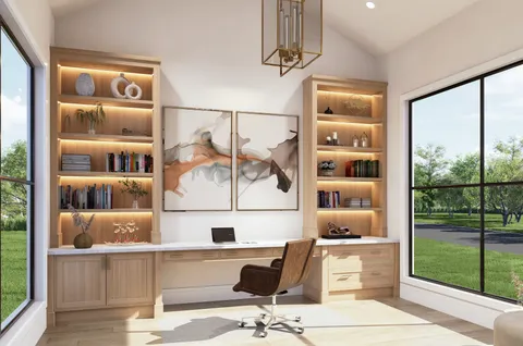 a view of a dining room with furniture large windows and wooden floor