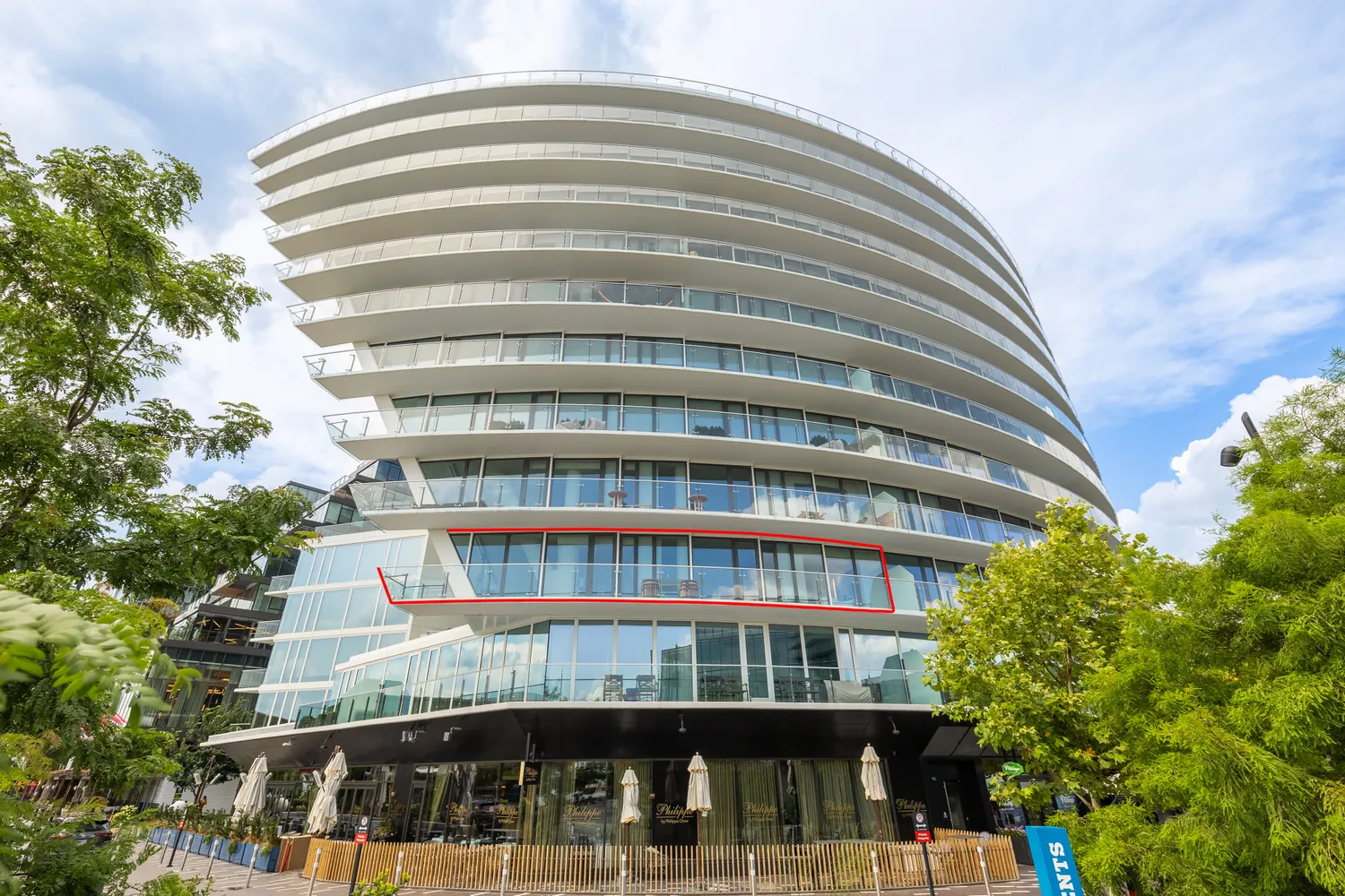 a front view of a building