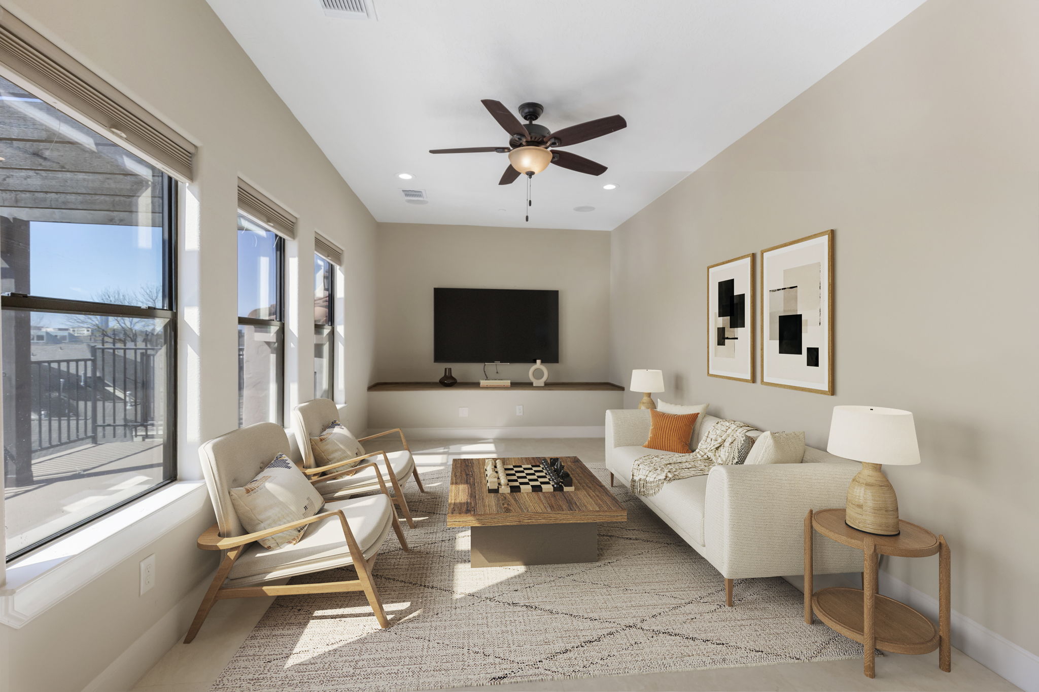 5407 Feagan Street Houston, TX 77007 - Photo 35 of 43 a living room with furniture and a flat screen tv