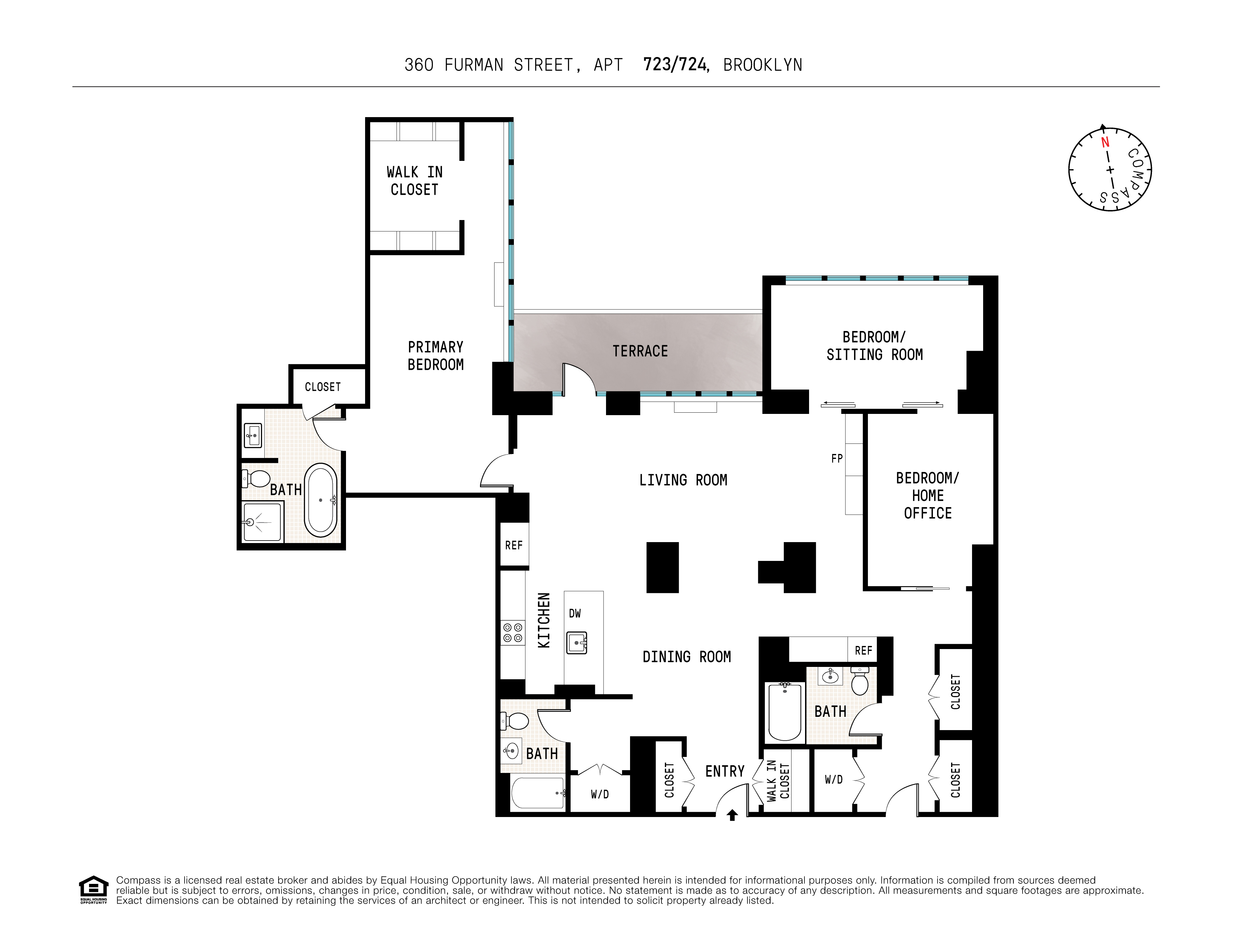 360 Furman Street, Unit 723/724 Brooklyn, NY 11201 - Photo 61 of 63 a picture of a floor plan