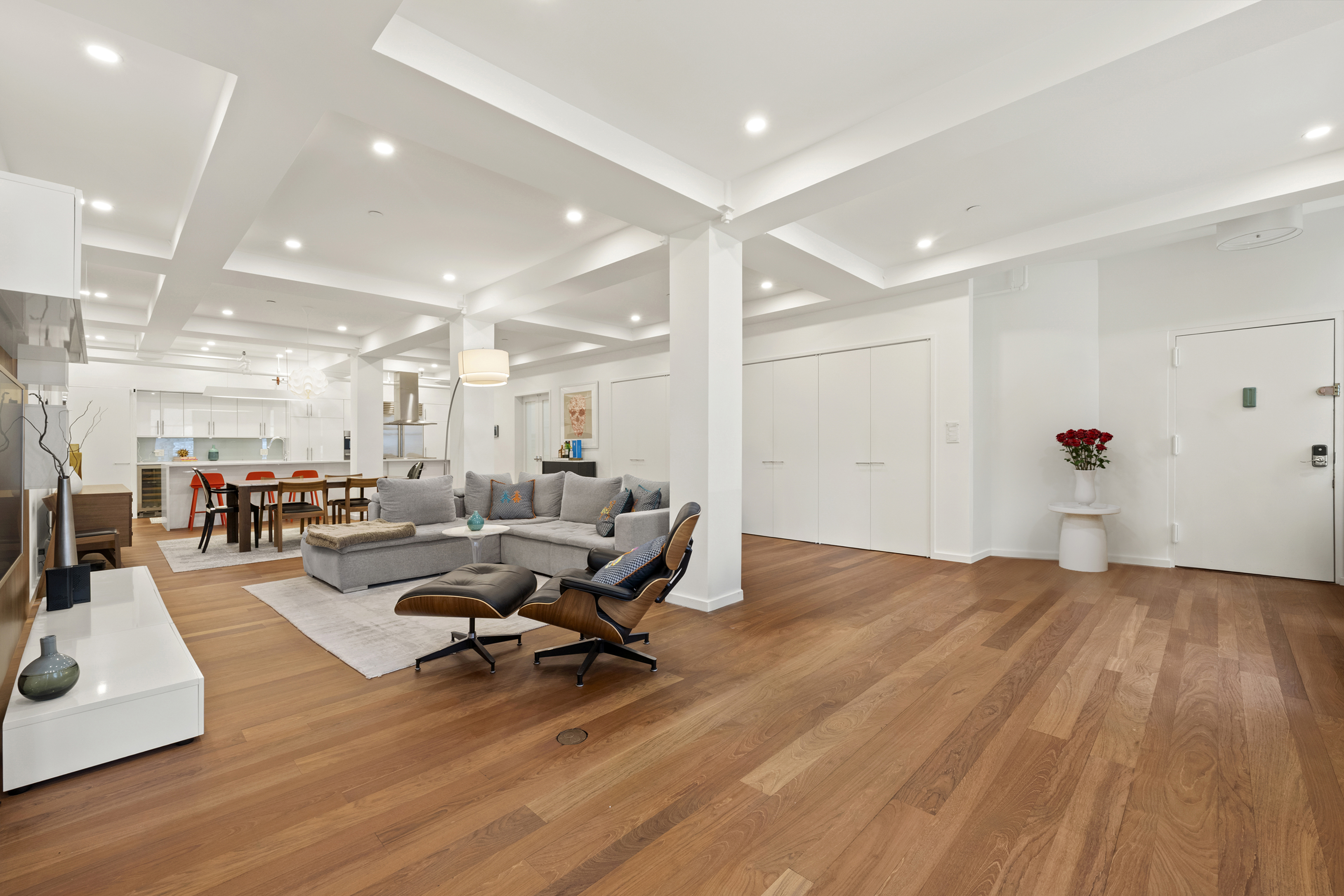 110 Duane Street, Unit 3F Manhattan, NY 10007 - Photo 2 of 14 a living room with furniture and a wooden floor