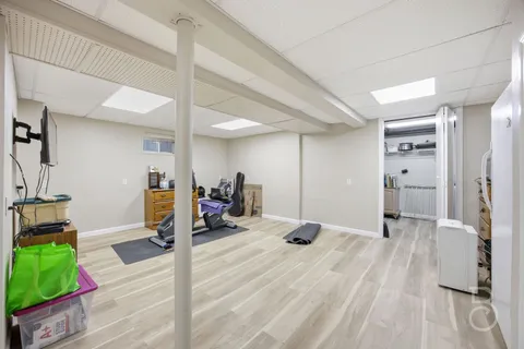 a view of a room with gym equipment