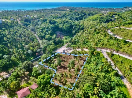 an aerial view of a houses with a yard