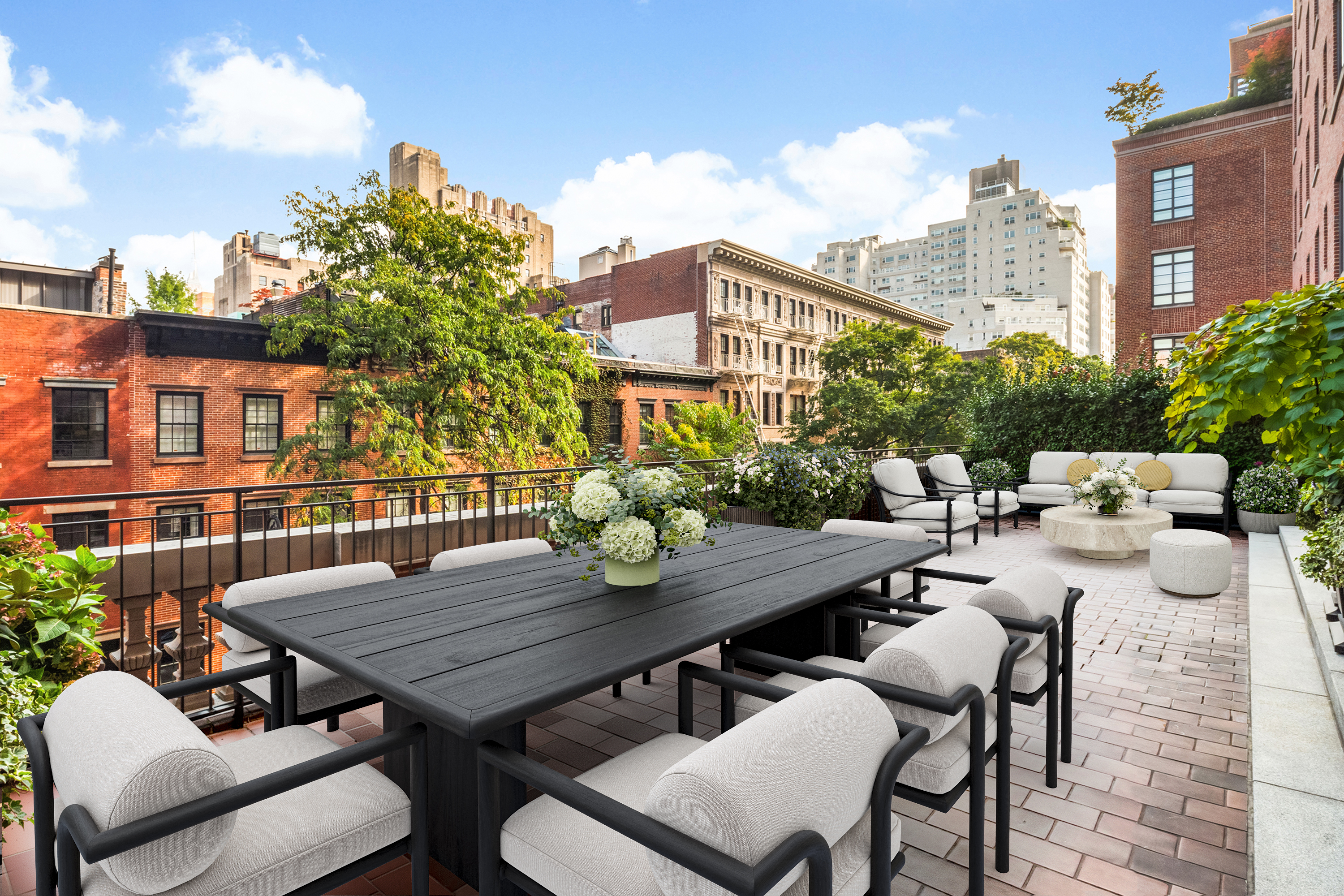 150 West 12th Street, Unit 3W Manhattan, NY 10011 - Photo 3 of 27 a view of a patio with table and chairs and potted plants