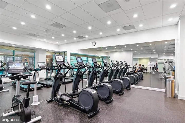 a view of a room with gym equipment