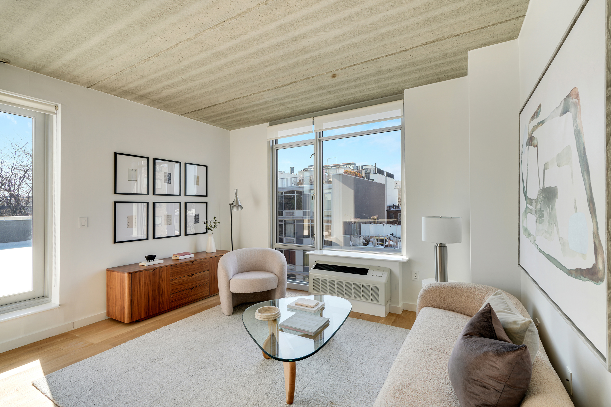 175 Spencer Street, Unit 6B Brooklyn, NY 11205 - Photo 6 of 15 a living room with furniture and a large window