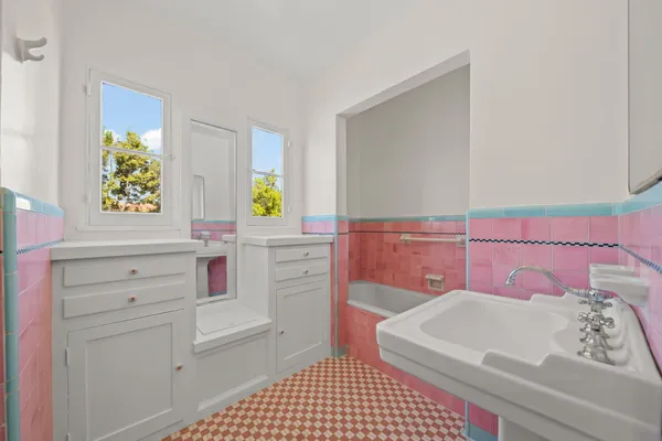 a bathroom with a shower