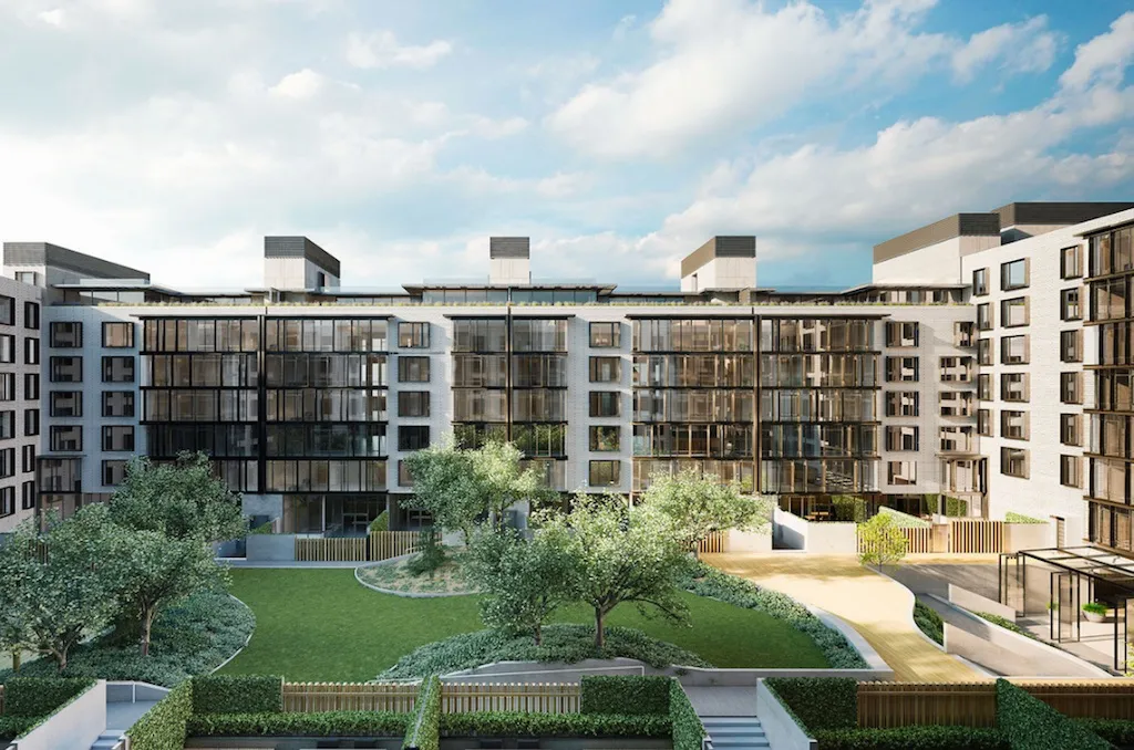 a view of a building with garden