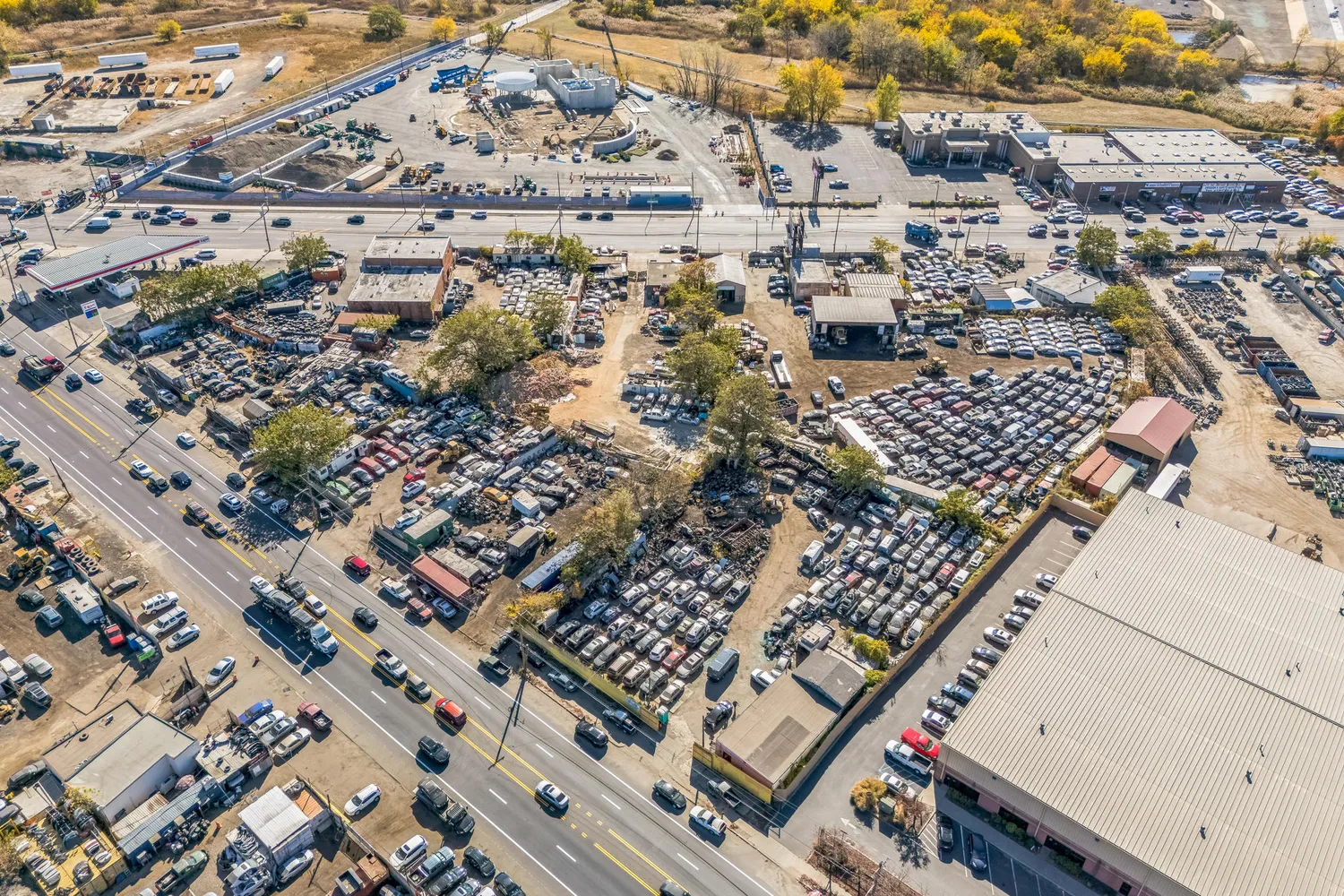 an aerial view of a city