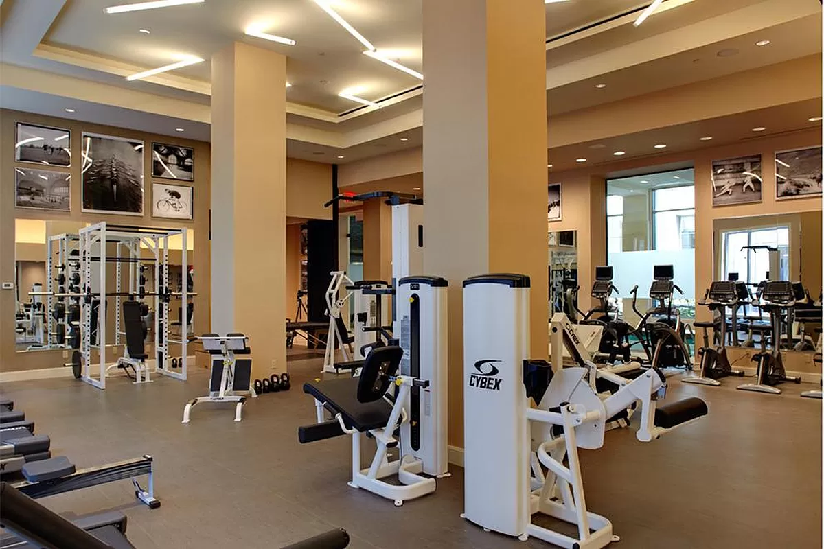 80 Riverside Boulevard, Unit 9E Manhattan, NY 10069 - Photo 9 of 14 a view of a room with gym equipment