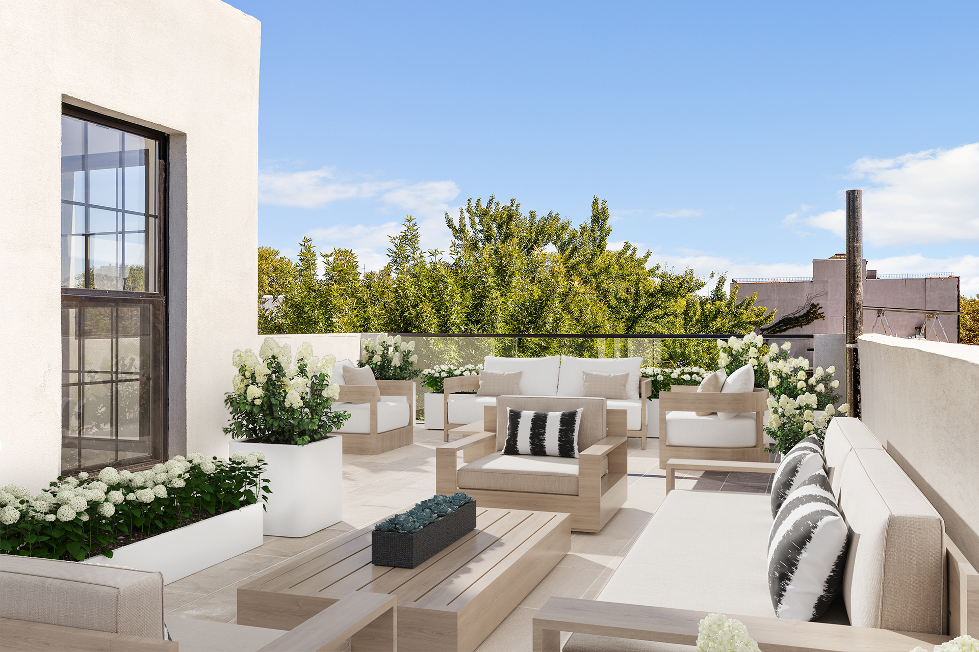 532 Clinton Street Brooklyn, NY 11231 - Photo 13 of 15 a view of a patio with couches table and chairs and potted plants