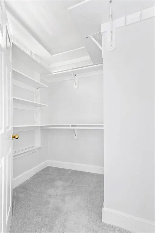 a view of an empty walk in closet