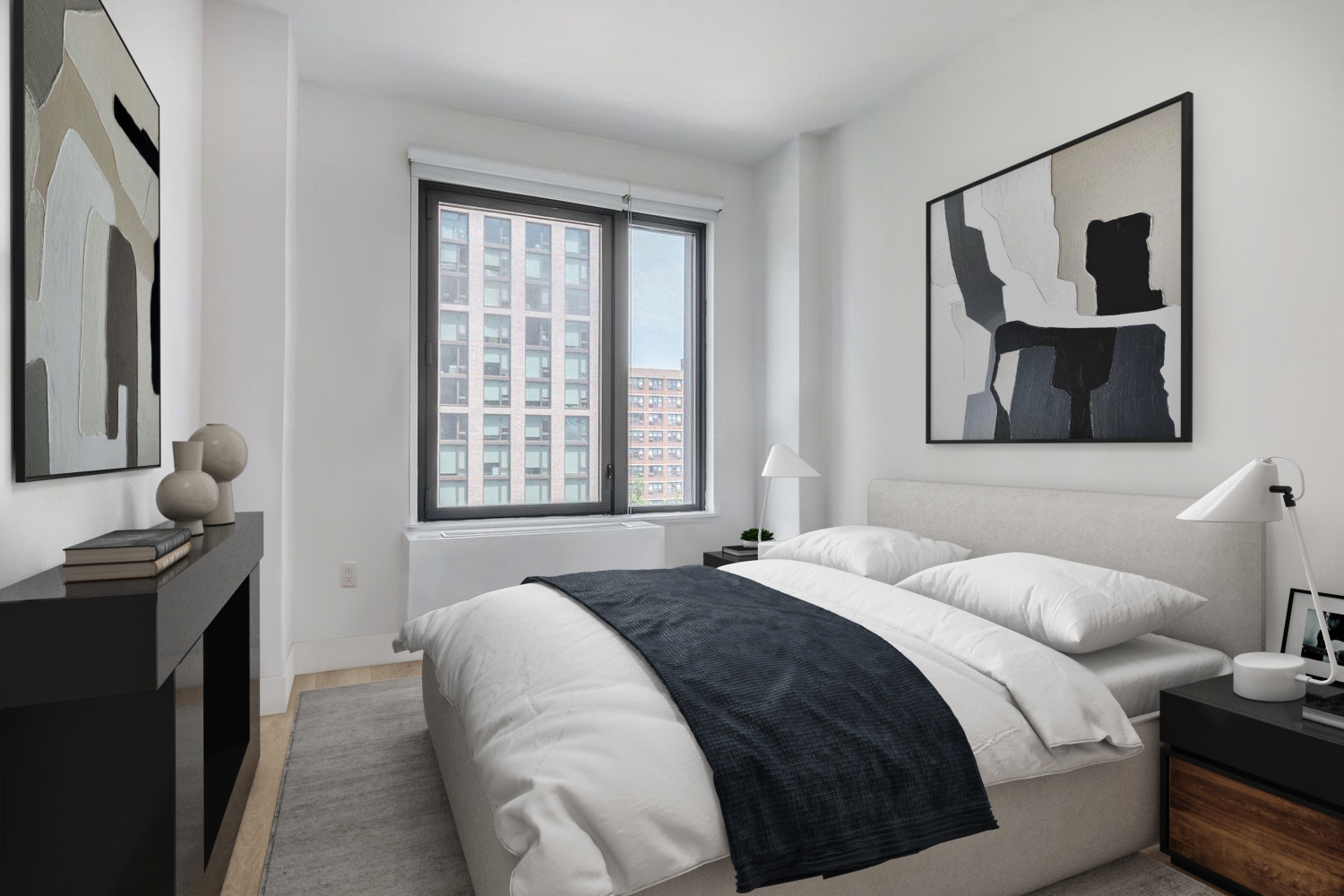 145 Clinton Street, Unit 4N Manhattan, NY 10002 - Photo 3 of 18 a bedroom with a bed and a window