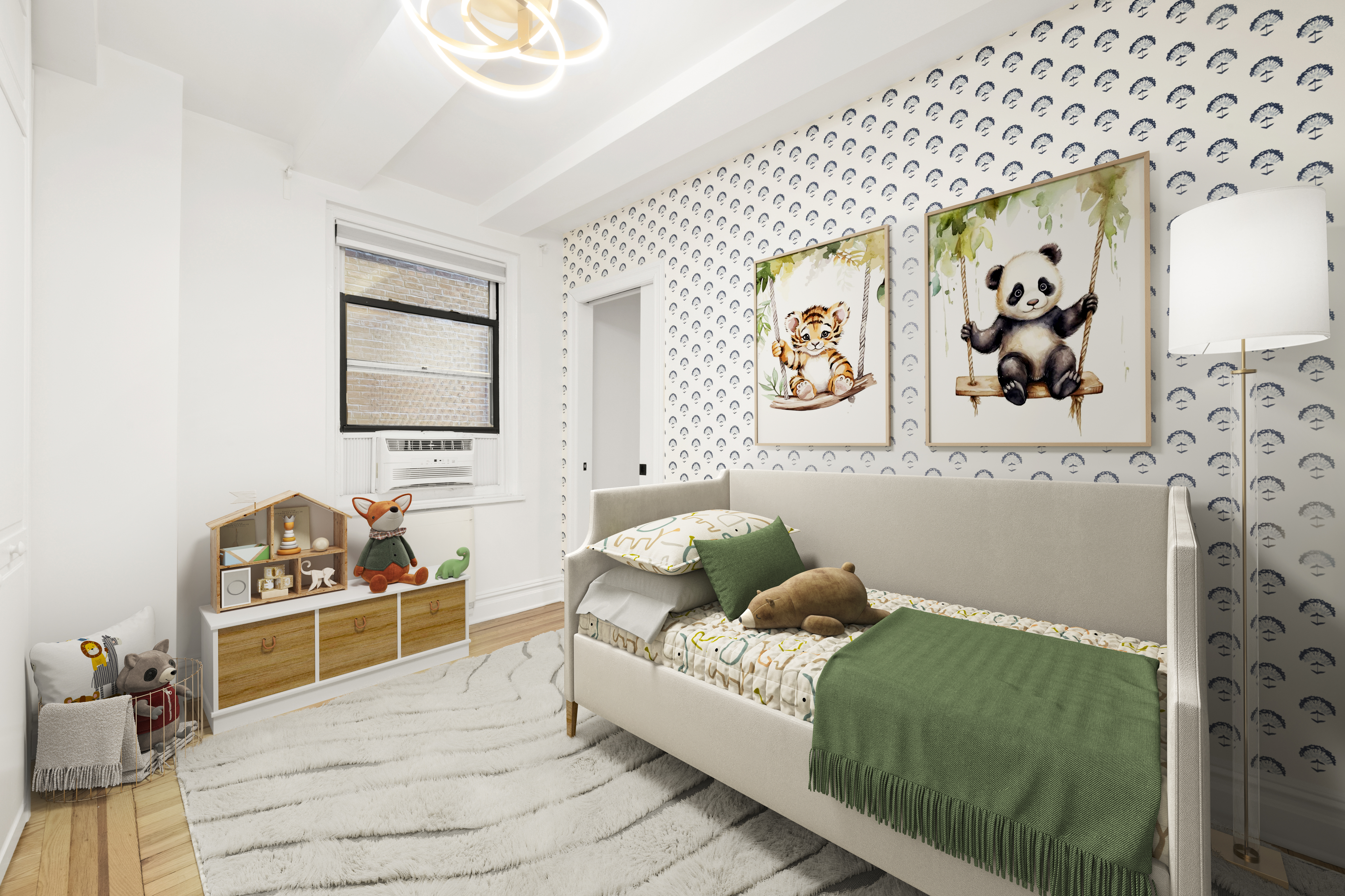 152 East 94th Street, Unit 2J Manhattan, NY 10128 - Photo 13 of 18 a bedroom with a bed and wall painting