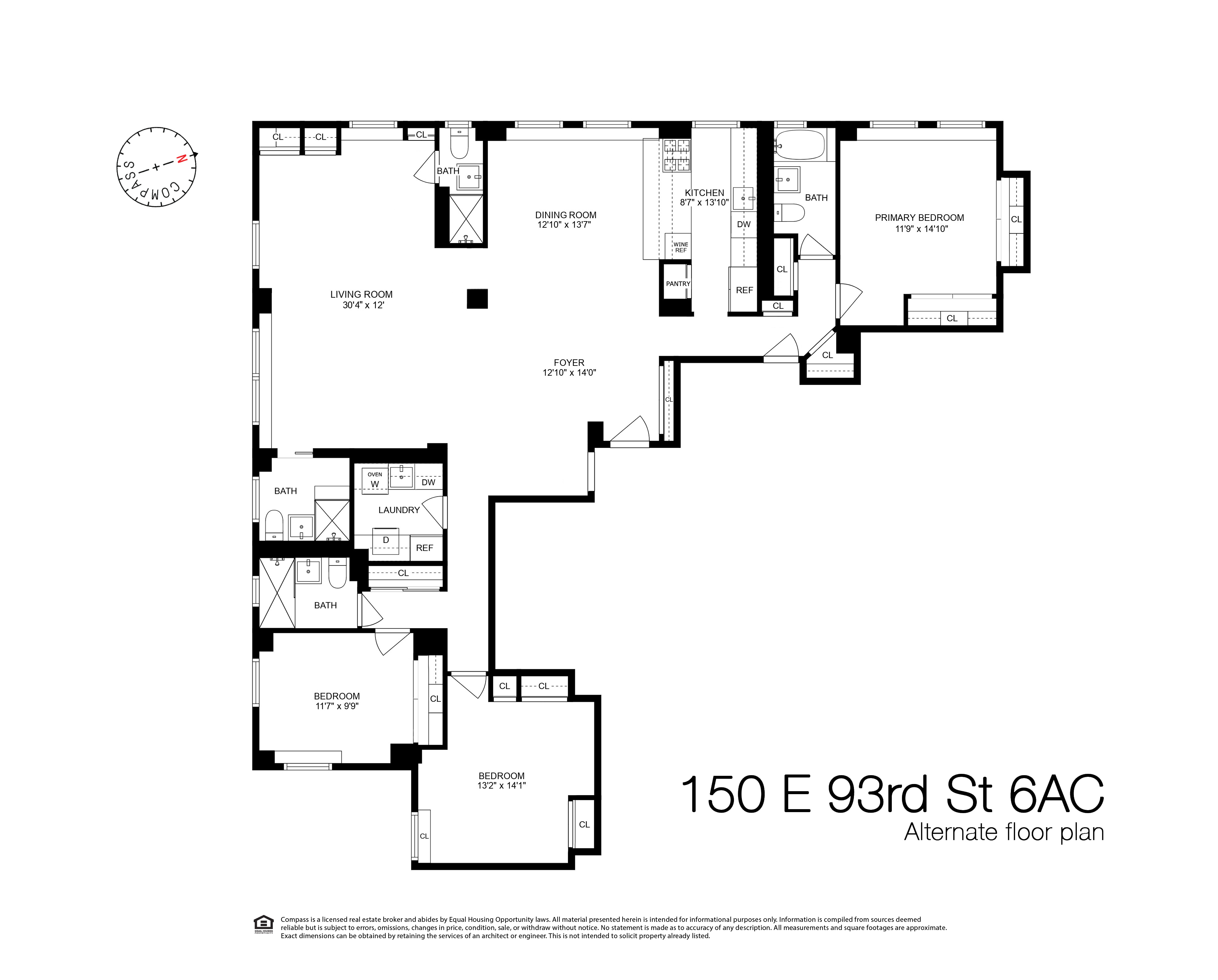 150 East 93rd Street, Unit 6AC Manhattan, NY 10128 - Photo 17 of 17 a picture of a floor plan