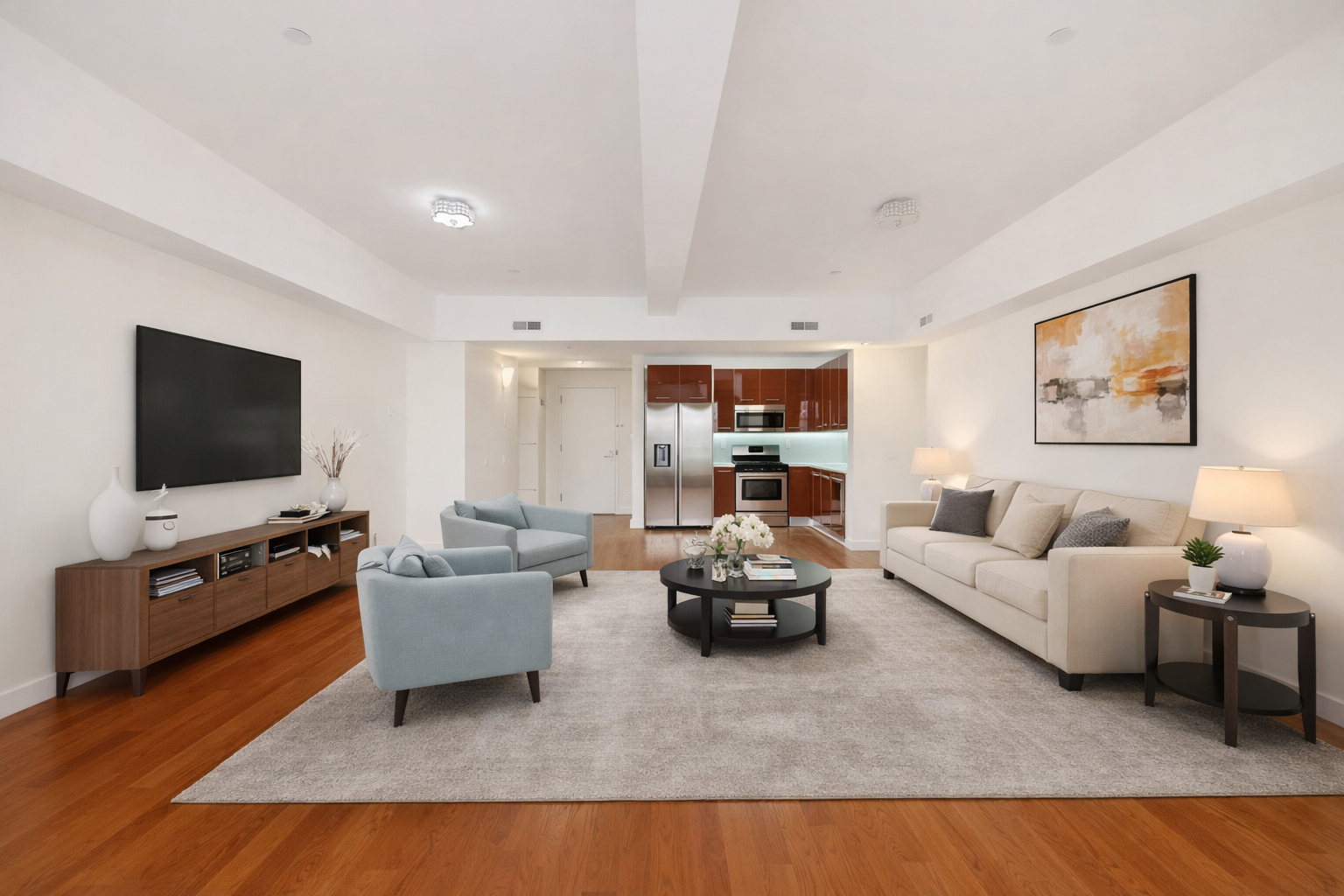 3112 Emmons Avenue, Unit 206 Brooklyn, NY 11235 - Photo 2 of 10 a living room with furniture and a flat screen tv