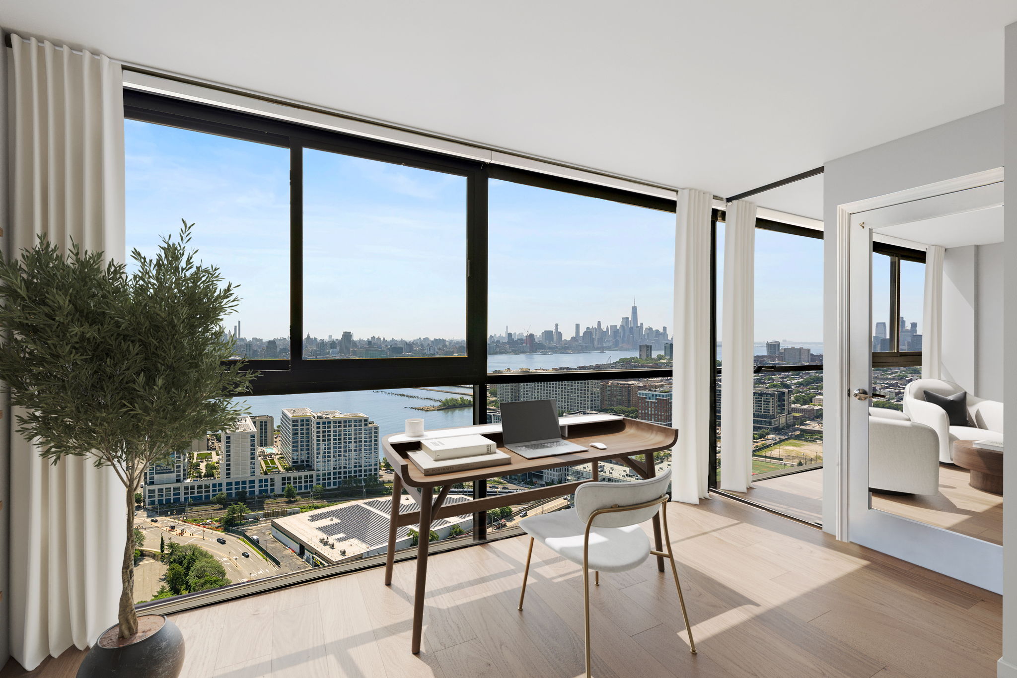 380 Mountain Road, Unit 1906 Union City, NJ 07087 - Photo 6 of 18 a living room with furniture and a large window