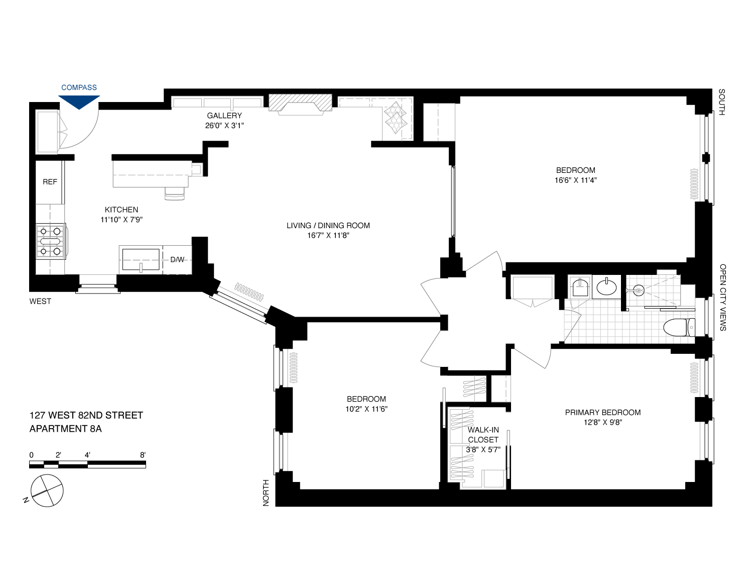 127 West 82nd Street, Unit 8A Manhattan, NY 10024 - Photo 14 of 15 a picture of a room with black and white walls