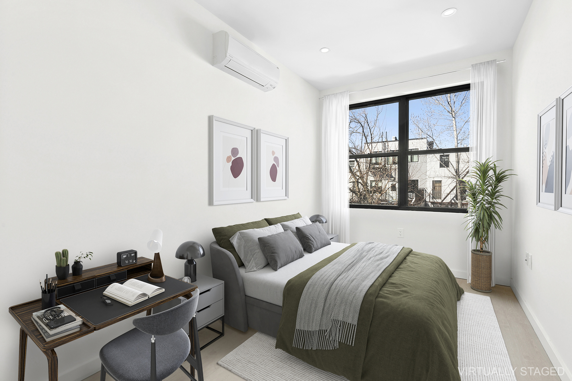 647 Dekalb Avenue, Unit 3B Brooklyn, NY 11216 - Photo 1 of 5 a bedroom with a bed and a window