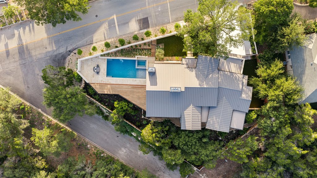 Mt Bonnell Road Austin, TX 78731 - Photo 42 of 51 an aerial view of a house with a yard and large trees