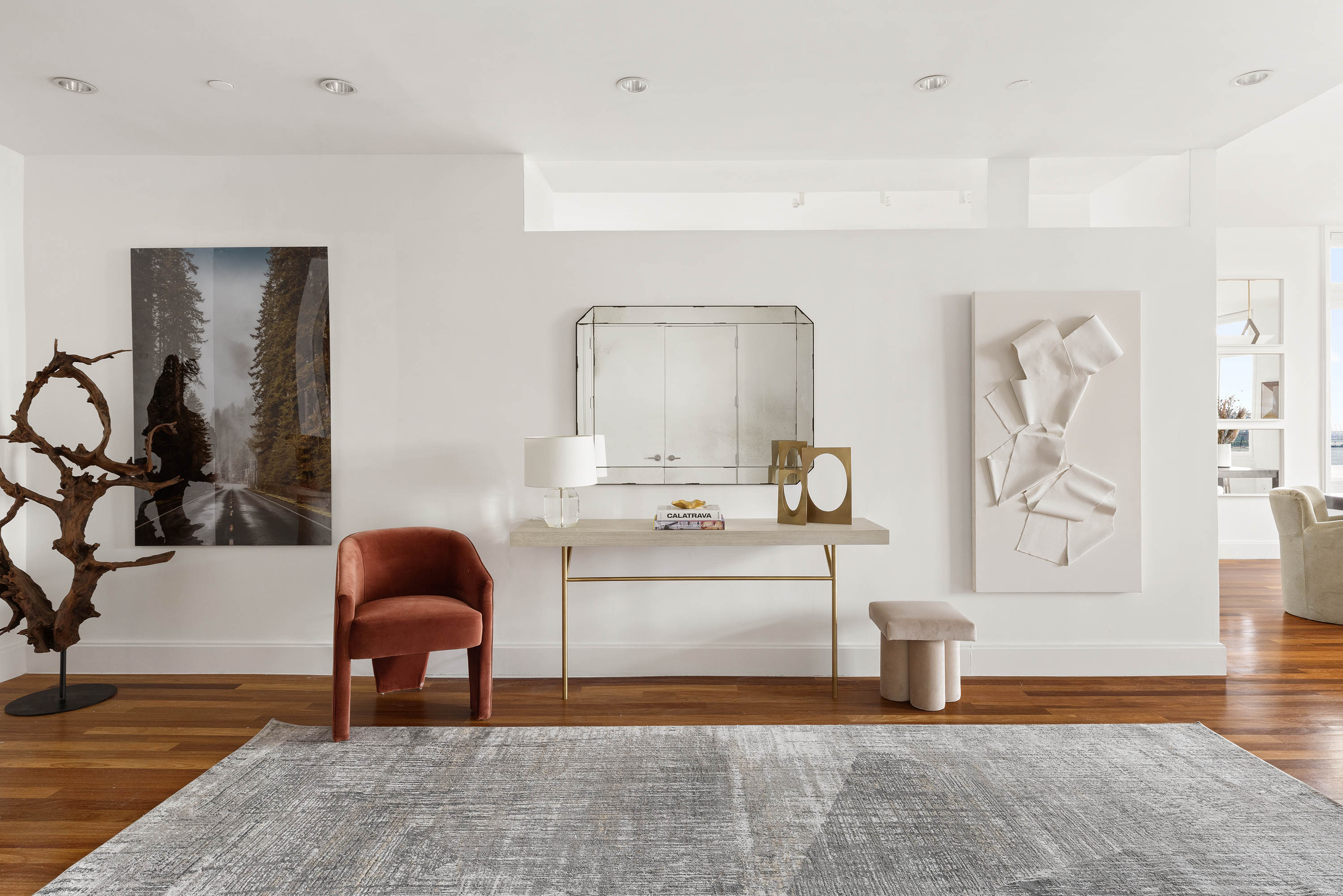92 Laight Street, Unit 11A Manhattan, NY 10013 - Photo 5 of 15 a living room with furniture and a potted plant