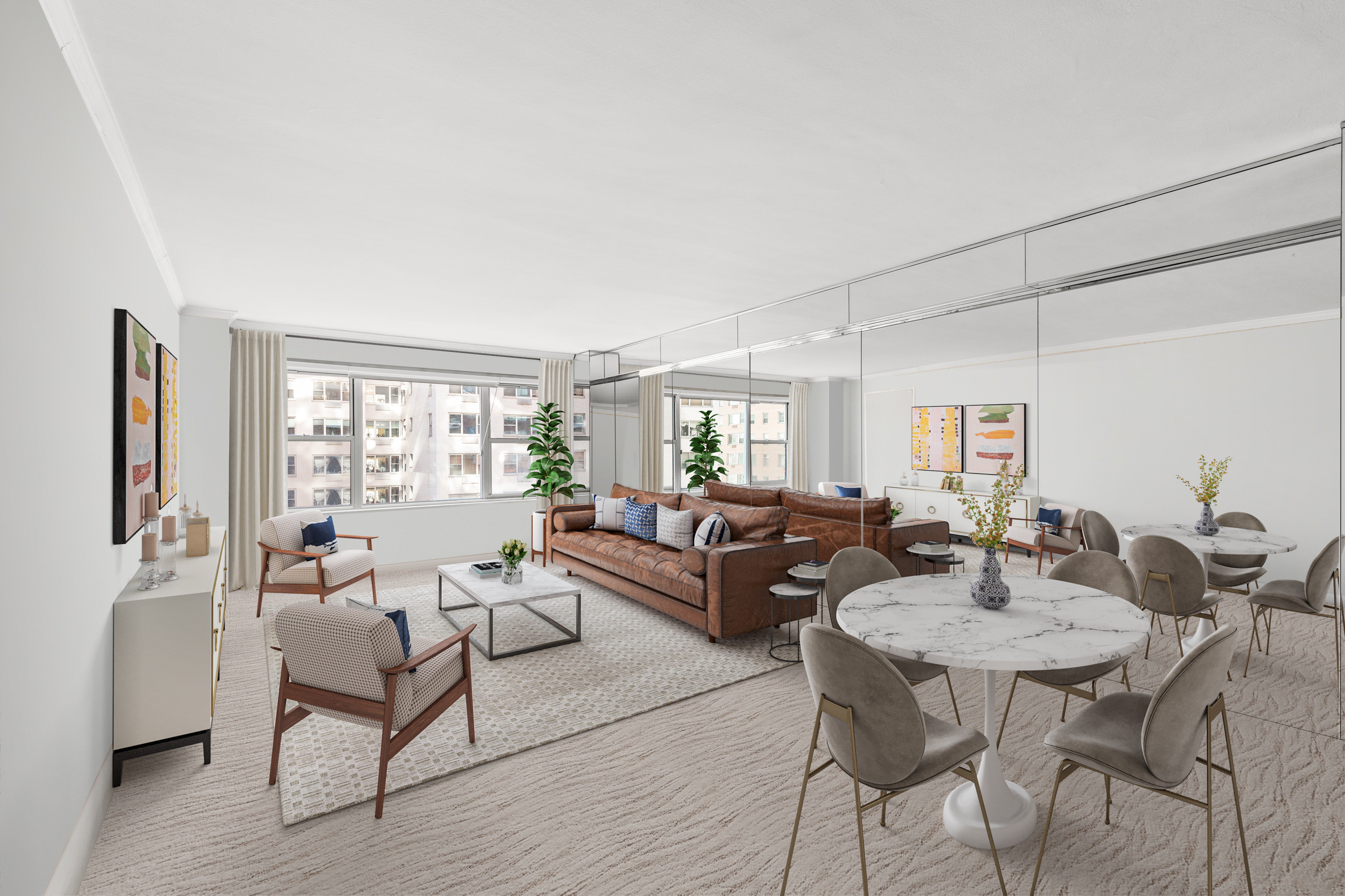 50 Sutton Place South, Unit 7A Manhattan, NY 10022 - Photo 4 of 16 a living room with furniture and a wooden floor