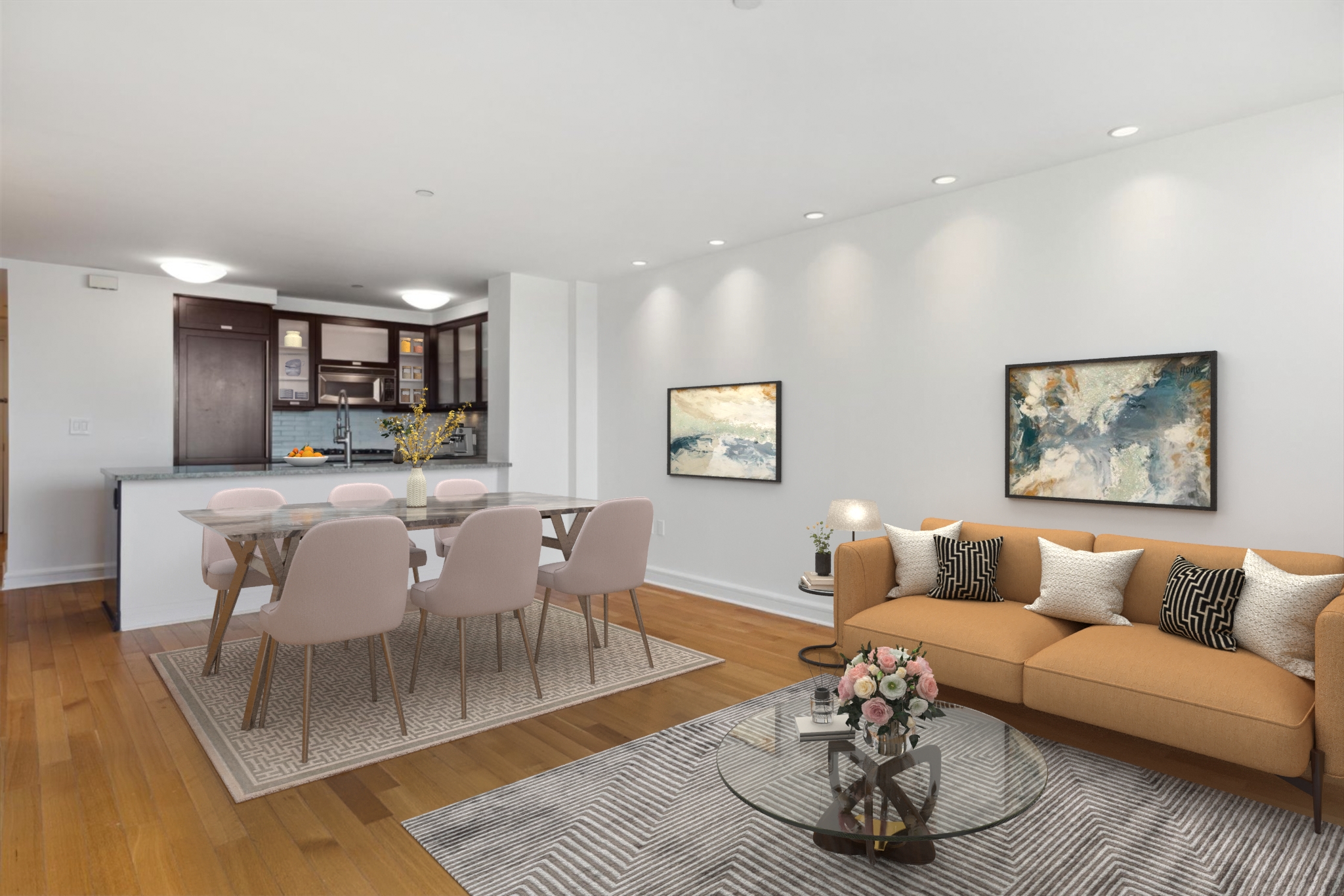 80 Riverside Boulevard, Unit 4X Manhattan, NY 10069 - Photo 2 of 19 a living room with furniture and a wooden floor