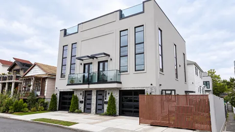 a view of a building with a street