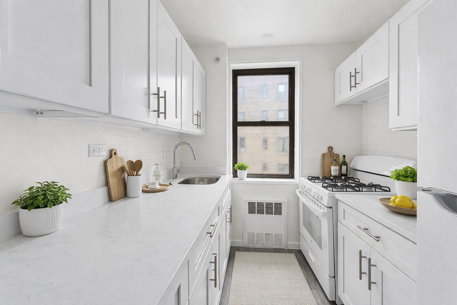 6645 Broadway, Unit 7E Bronx, NY 10471 - Photo 2 of 11 a kitchen with sink a stove and cabinets
