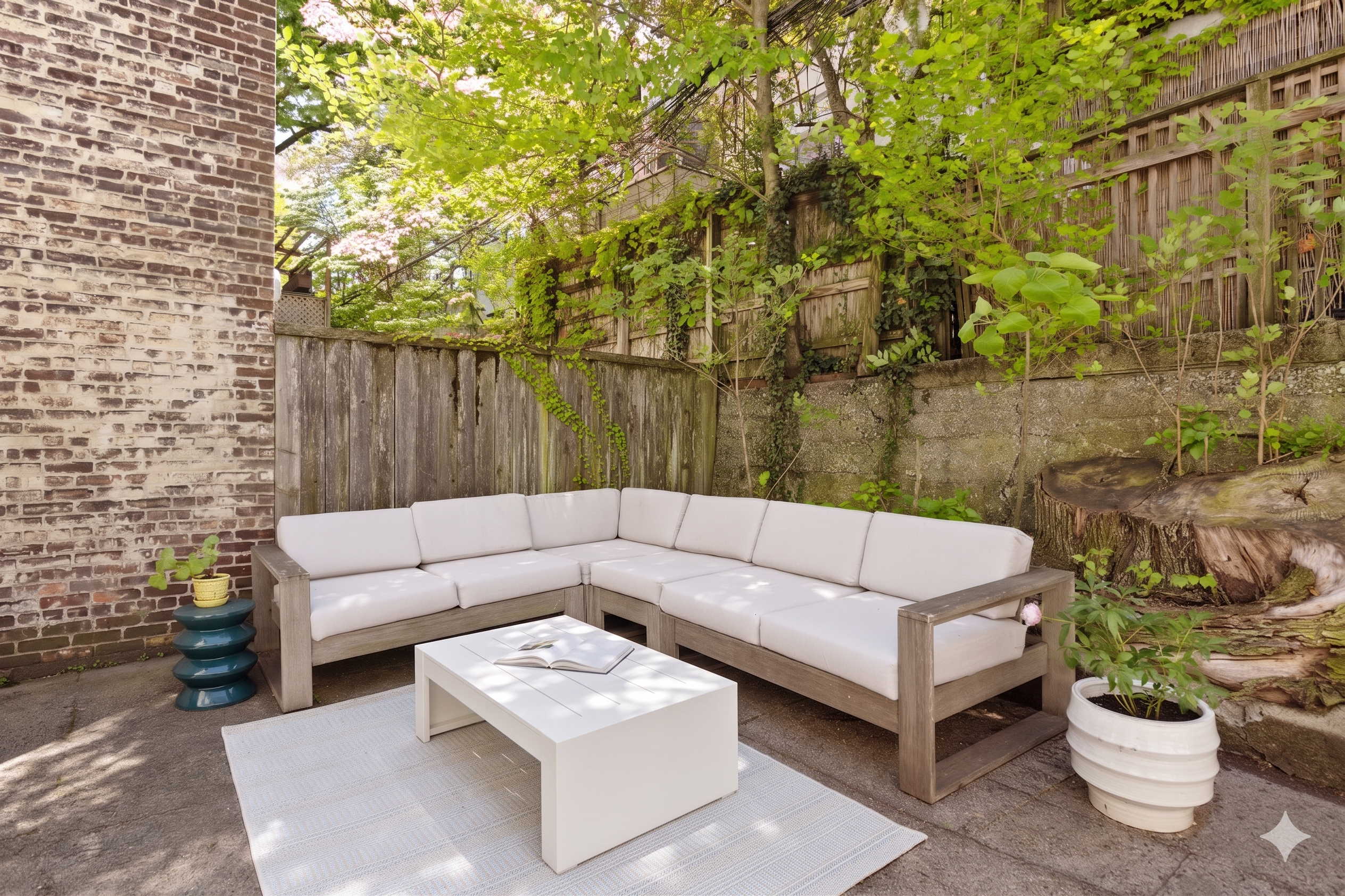 608 2nd Street Brooklyn, NY 11215 - Photo 19 of 34 a view of a patio with couches and a potted plant on a table