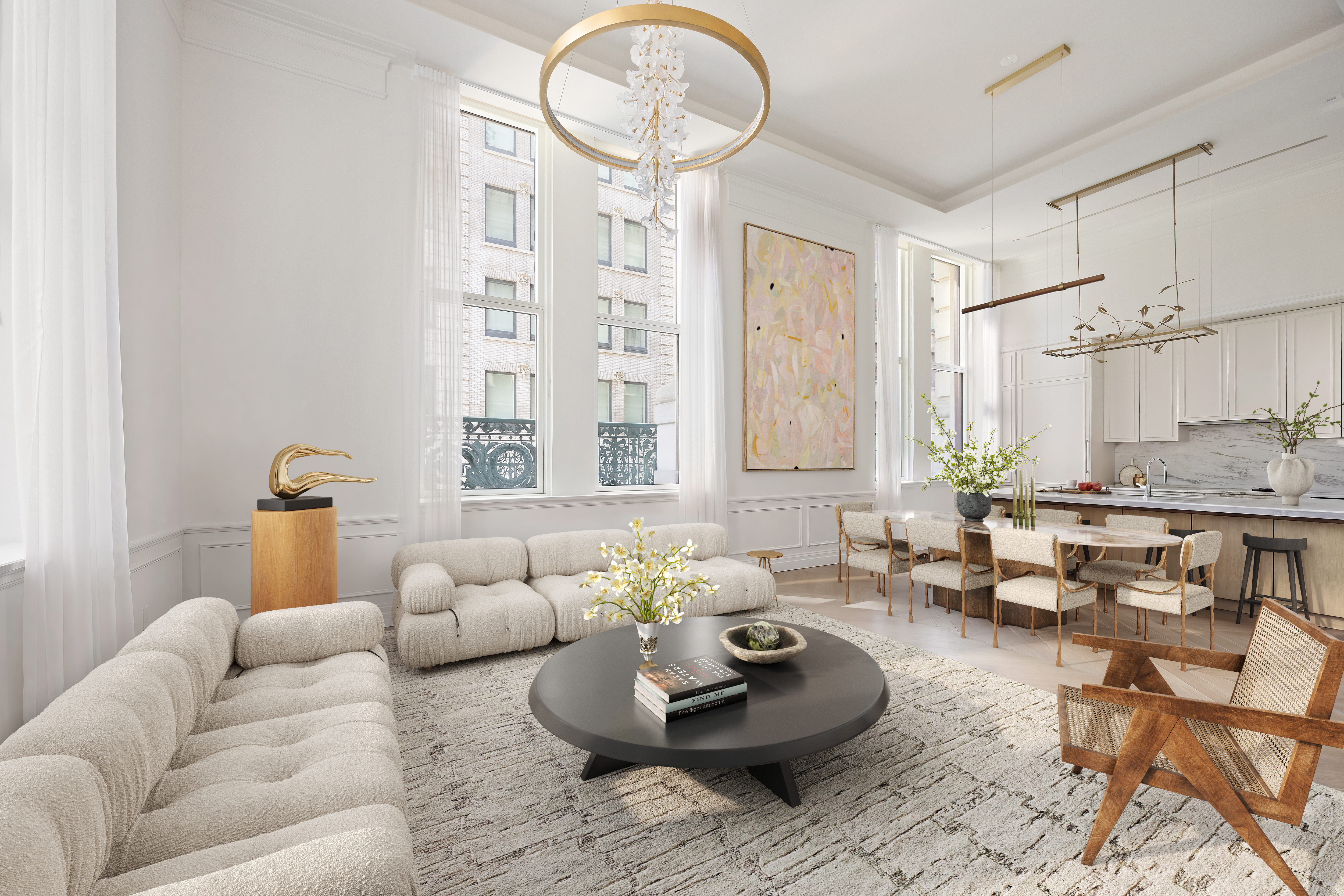 108 Leonard Street, Unit 5A Manhattan, NY 10013 - Photo 2 of 21 a living room with furniture and a large window
