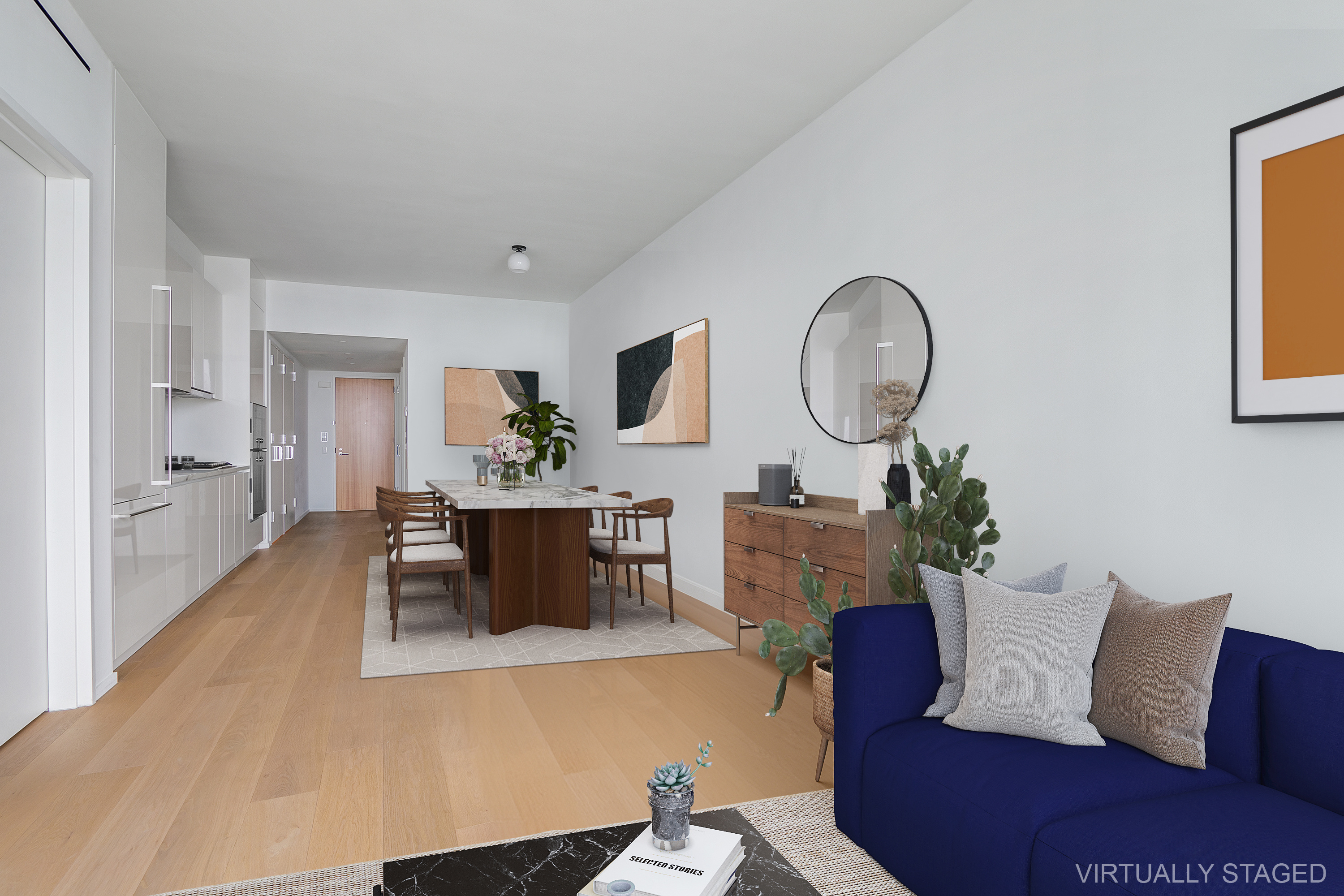 695 1st Avenue, Unit 31C Manhattan, NY 10016 - Photo 4 of 27 a living room with furniture a large window and a potted plant