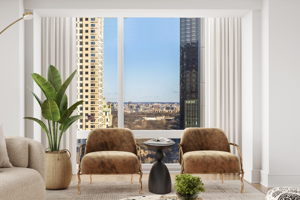 641 5th Avenue, Unit 27A Manhattan, NY 10022 - Photo 5 of 29 a living room with furniture and a potted plant