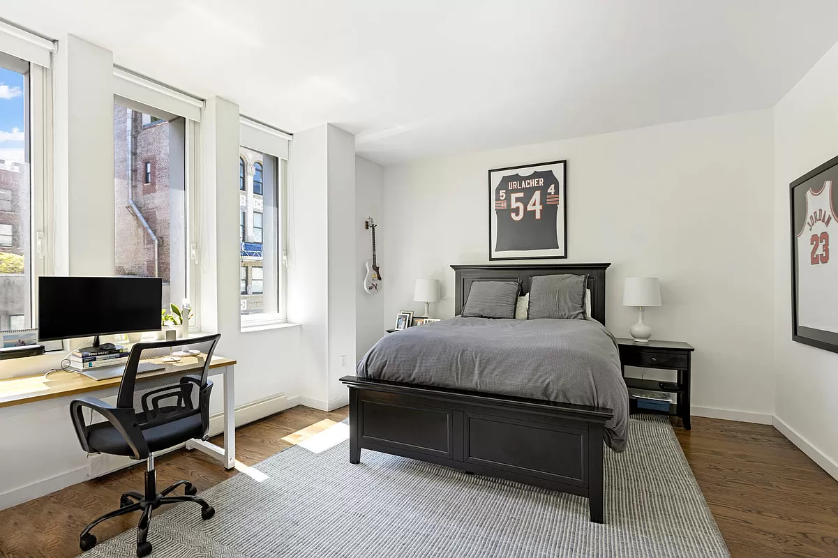 133 West 22nd Street, Unit 12B Manhattan, NY 10011 - Photo 4 of 12 a bedroom with a bed and a desk