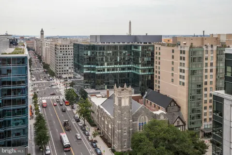 a view of a building with garden