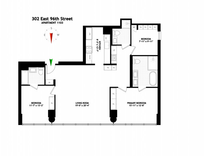302 East 96th Street, Unit 1103 Manhattan, NY 10128 - Photo 22 of 22 a picture of a floor plan