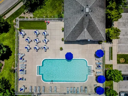 an aerial view of a house
